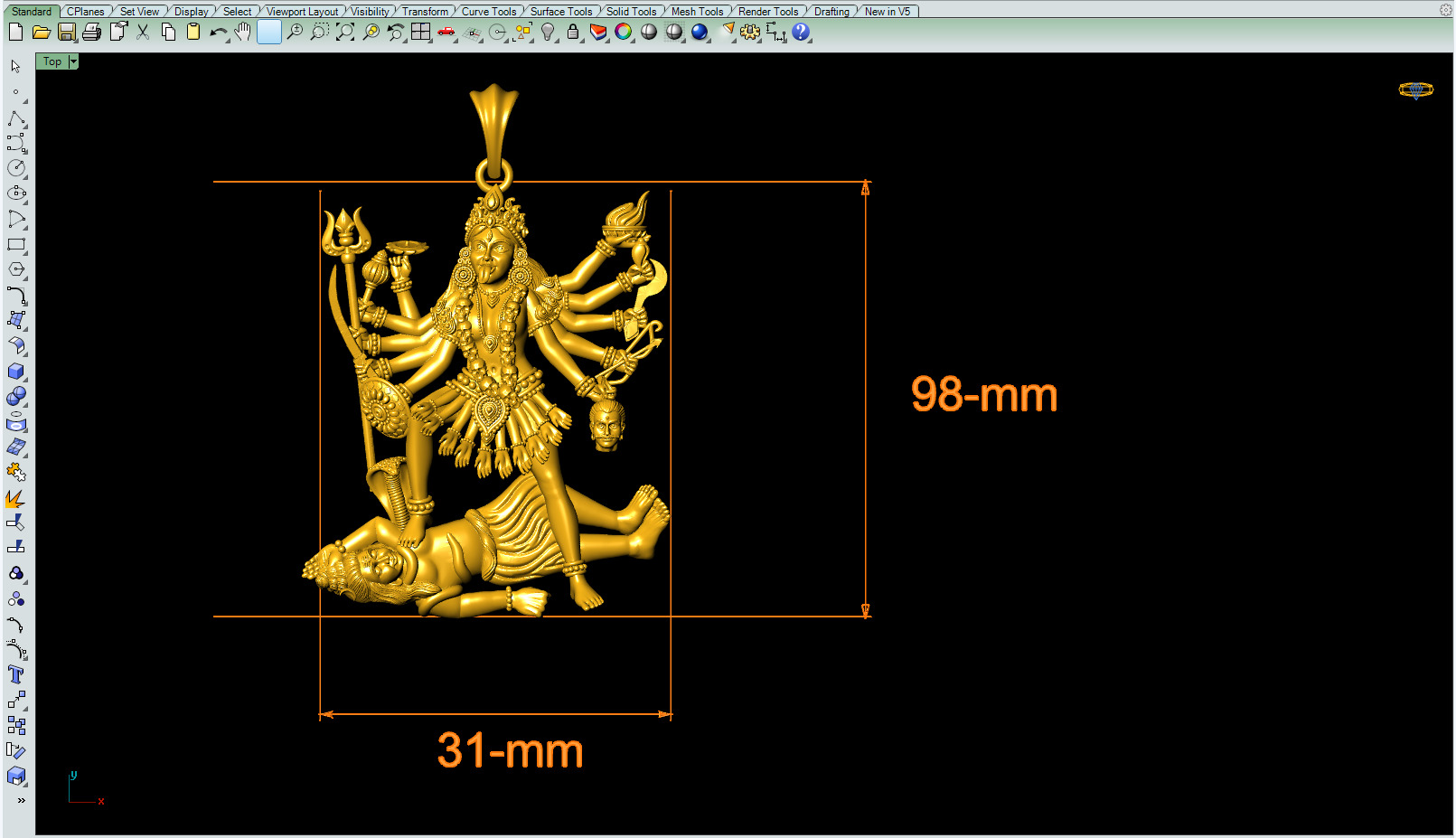 Kali Mata Pendant 3Dprint File-2 3D print model_3