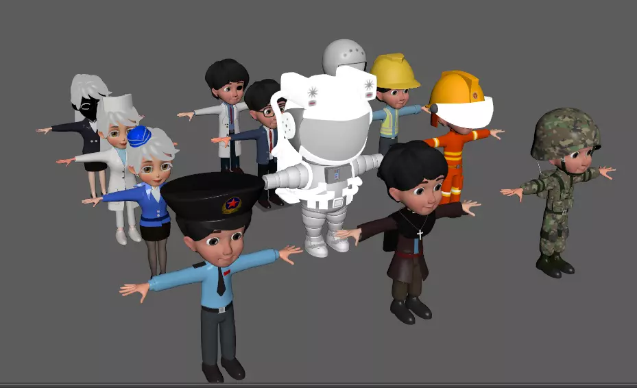 Stylish social personnel Low-poly 3D model_0