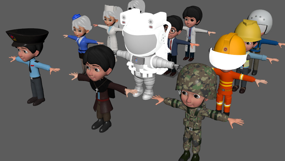 Stylish social personnel Low-poly 3D model_2