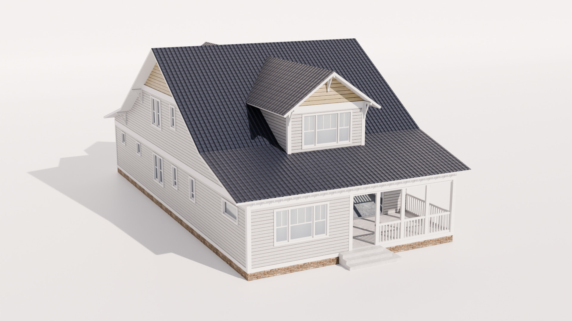Cottage Houses Collection 1 Low-poly 3D model_7