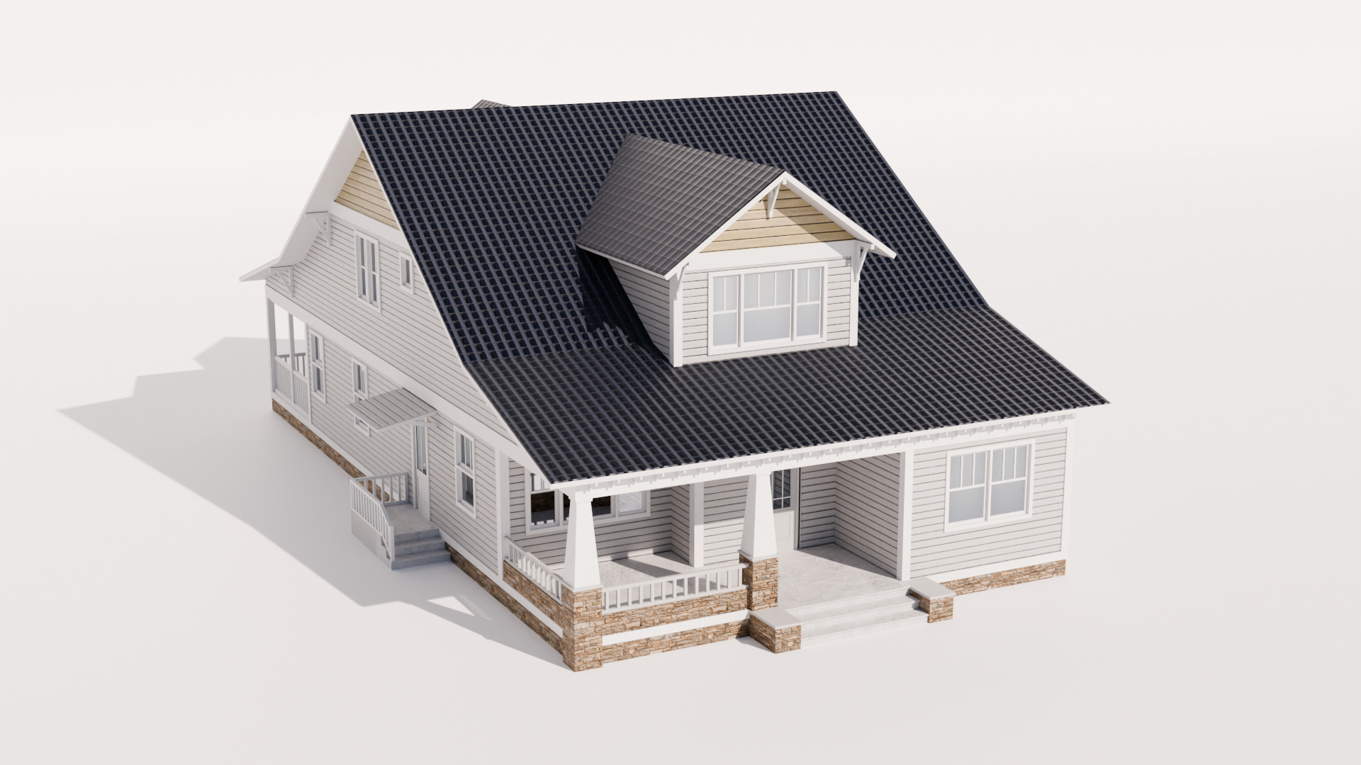 Cottage Houses Collection 1 Low-poly 3D model_6