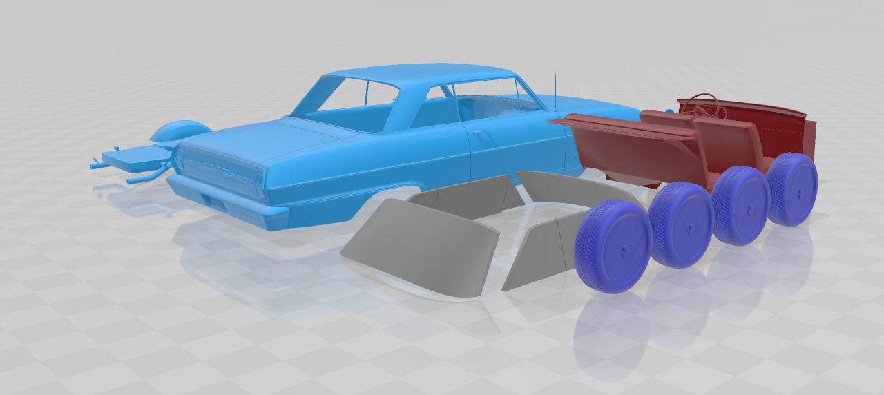 1964 Chevrolet Chevy II Nova separate parts 3D print model_5