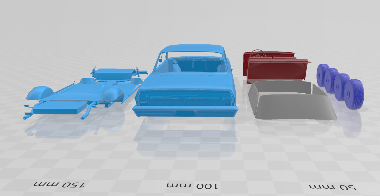 1964 Chevrolet Chevy II Nova separate parts 3D print model_4