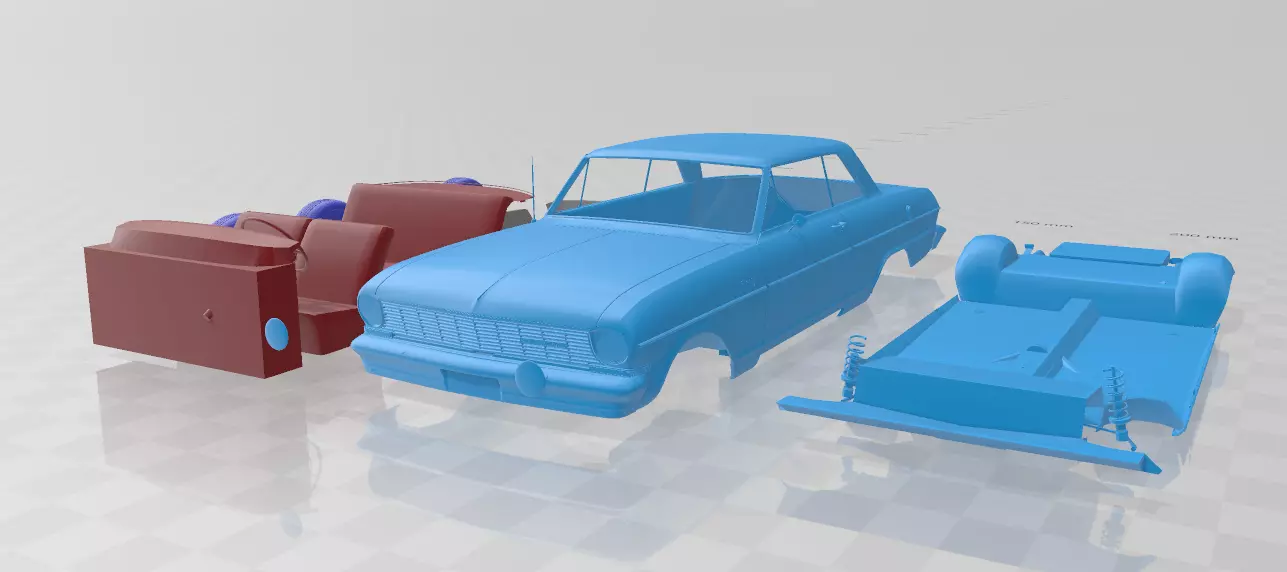 1964 Chevrolet Chevy II Nova separate parts 3D print model_0