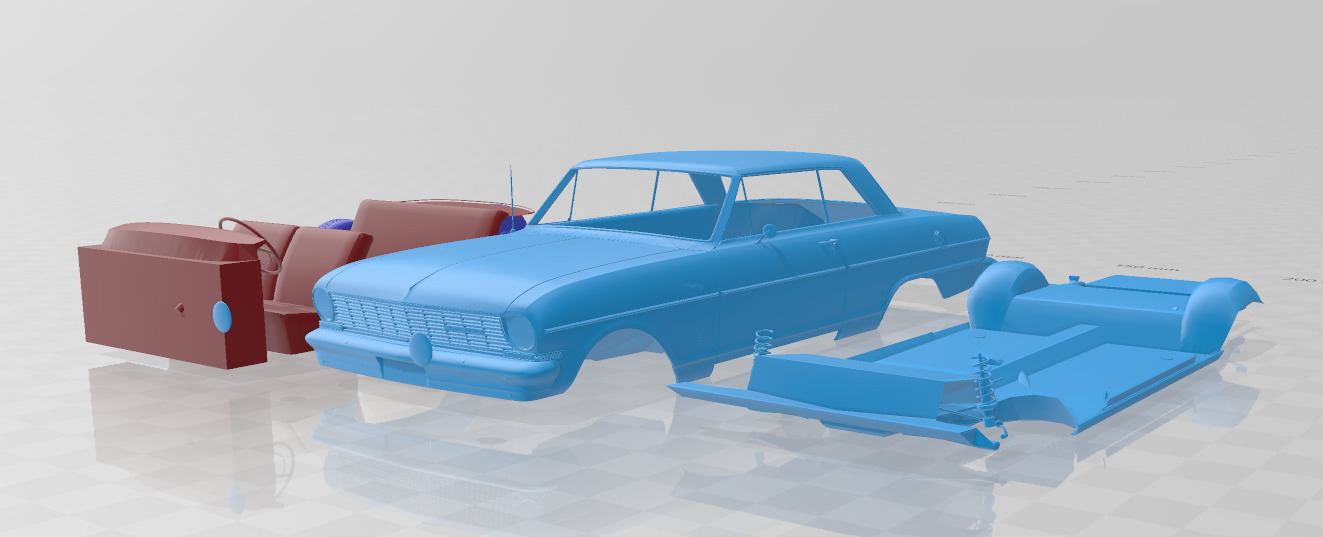 1964 Chevrolet Chevy II Nova separate parts 3D print model_6