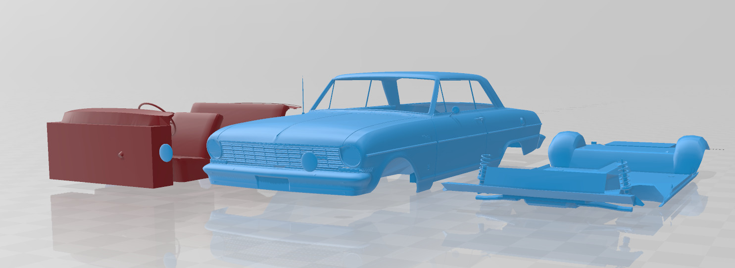 1964 Chevrolet Chevy II Nova separate parts 3D print model_7