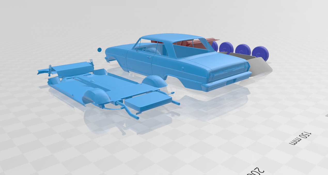 1964 Chevrolet Chevy II Nova separate parts 3D print model_3