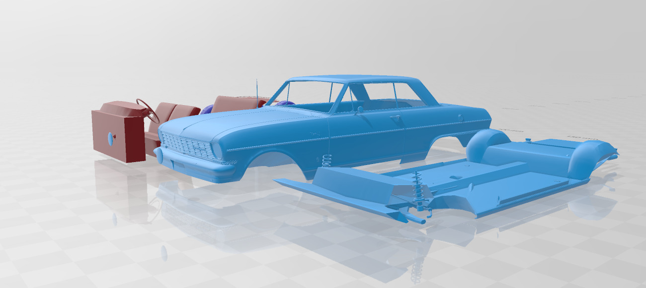 1964 Chevrolet Chevy II Nova separate parts 3D print model_1