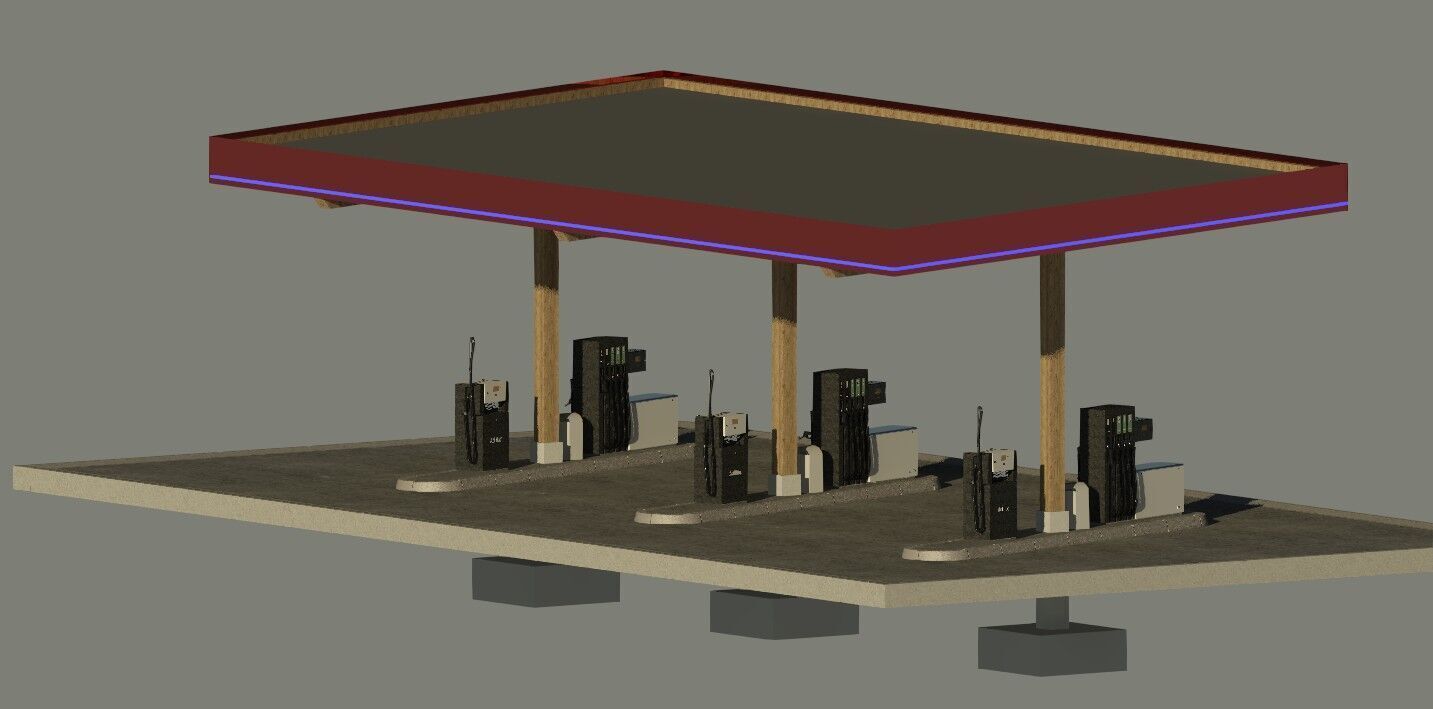 Gasstation Tankstelle 3D model_1