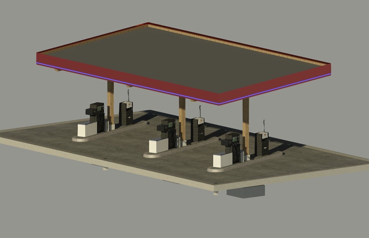 Gasstation Tankstelle 3D model_4