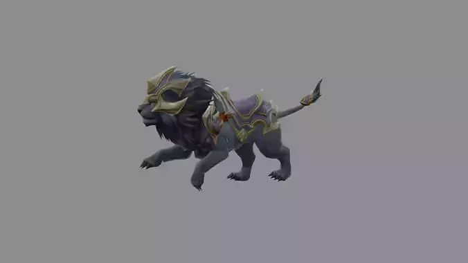 Black Lion Fantasy Monster Low Poly Low-poly 3D model
