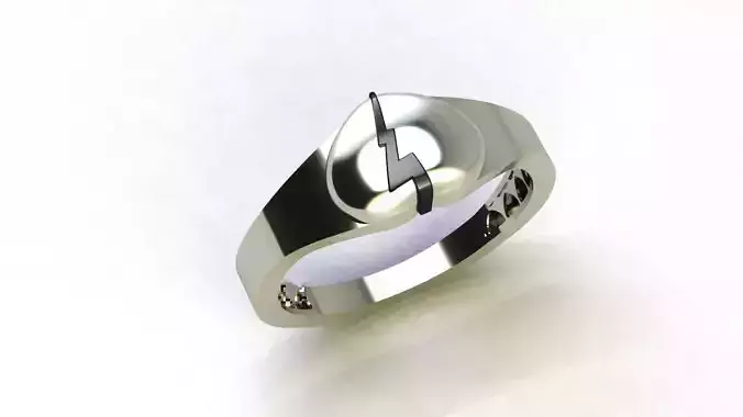Modern Signet Ring with Lightning Bolt Design