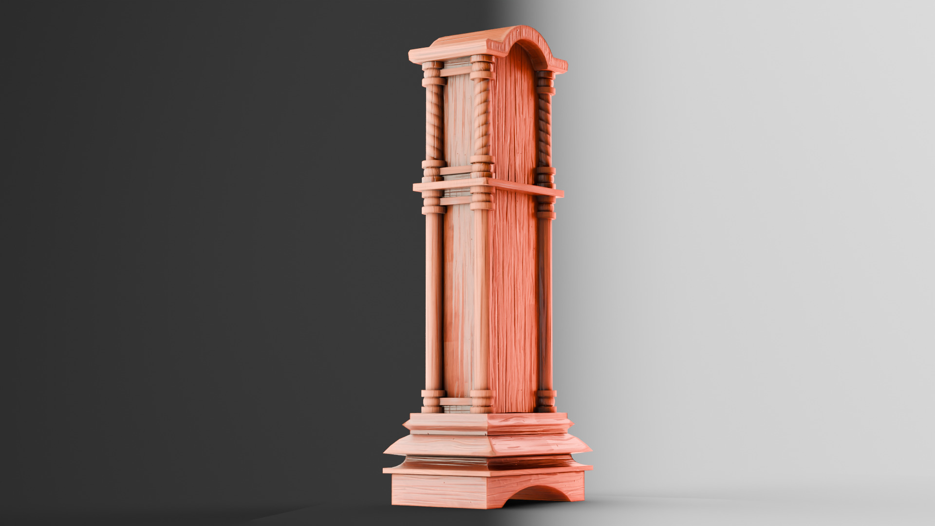 Antique Grandfather Clock Low-poly 3D model_2