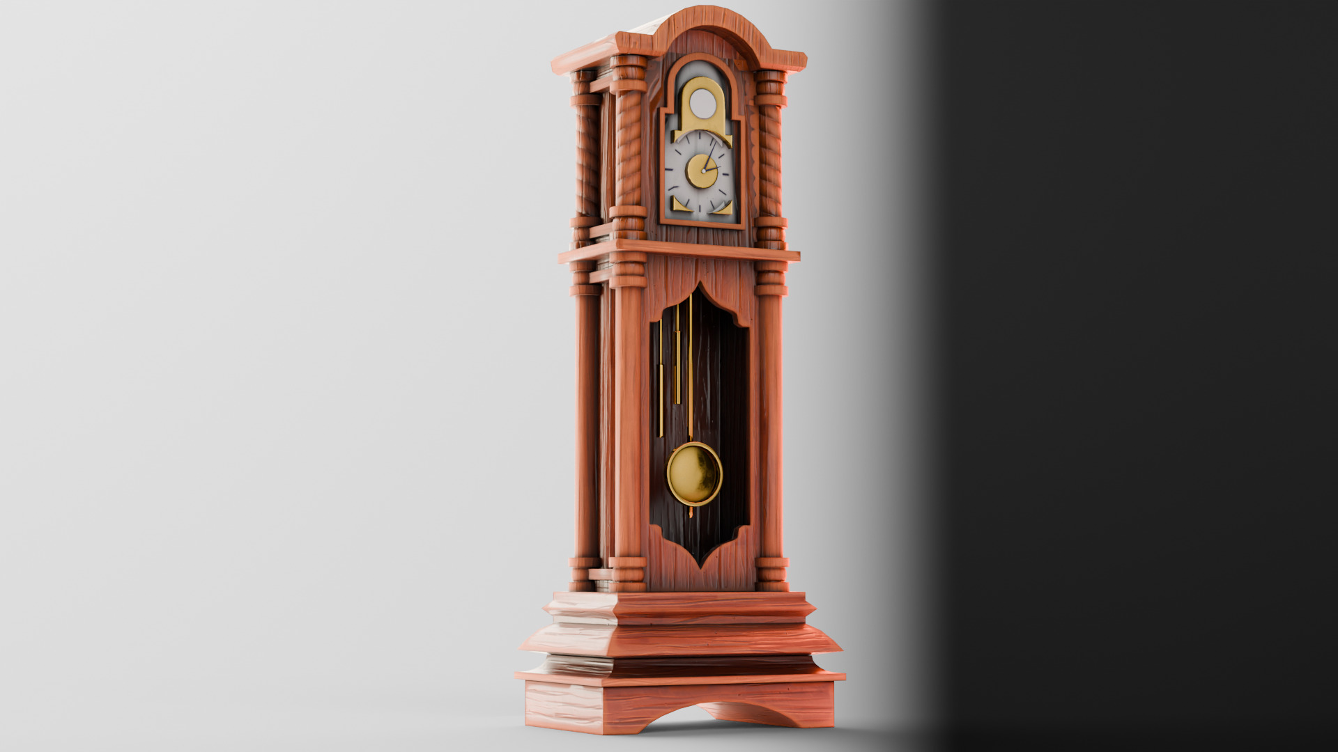 Antique Grandfather Clock Low-poly 3D model_1