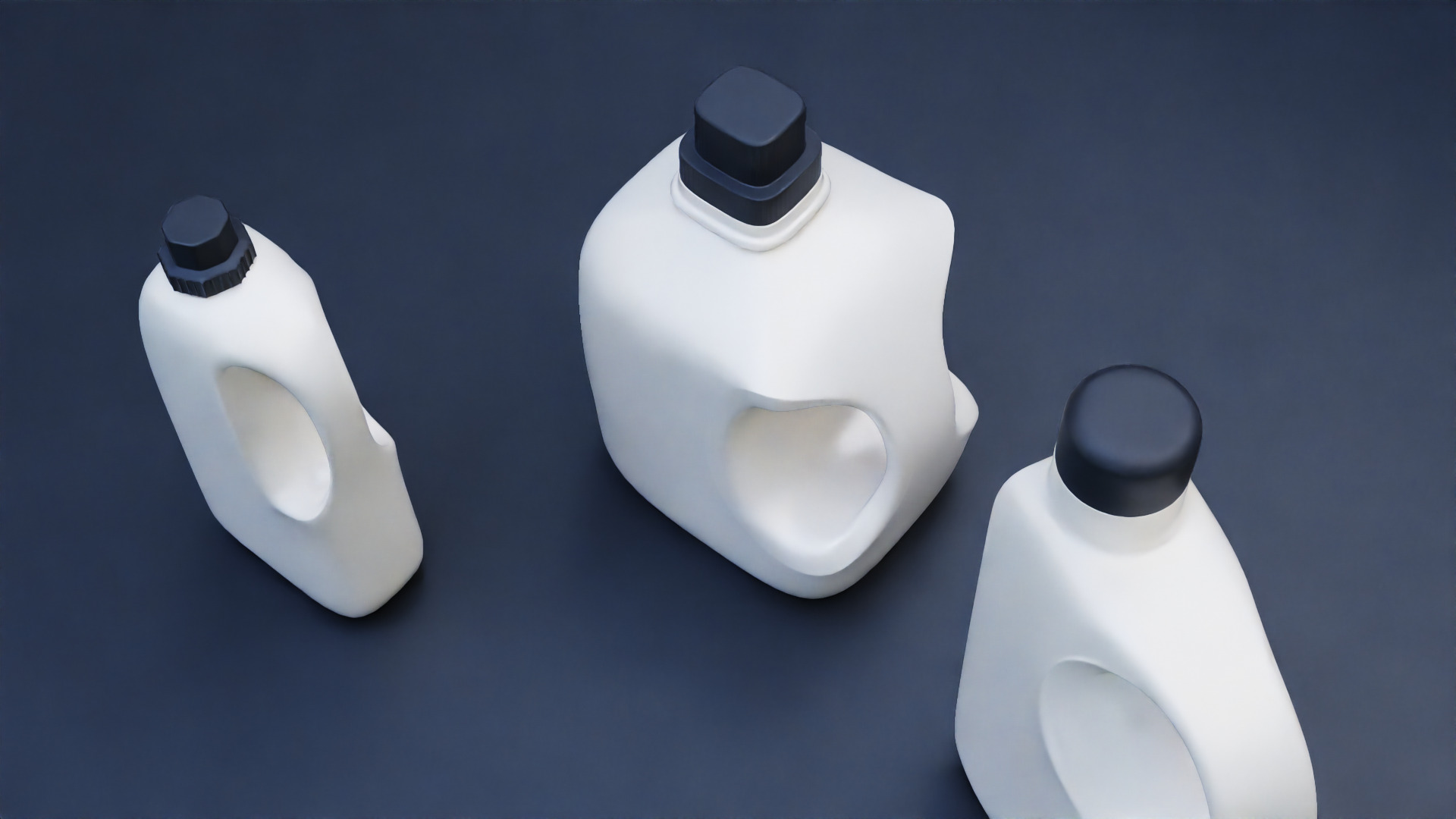 Plastic Detergent Bottle Set Clean Product Packaging 3D model_20