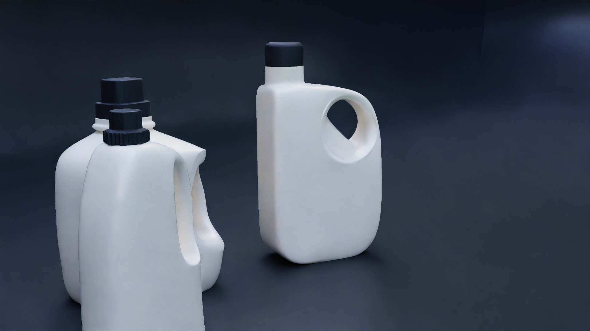 Plastic Detergent Bottle Set Clean Product Packaging 3D model_14