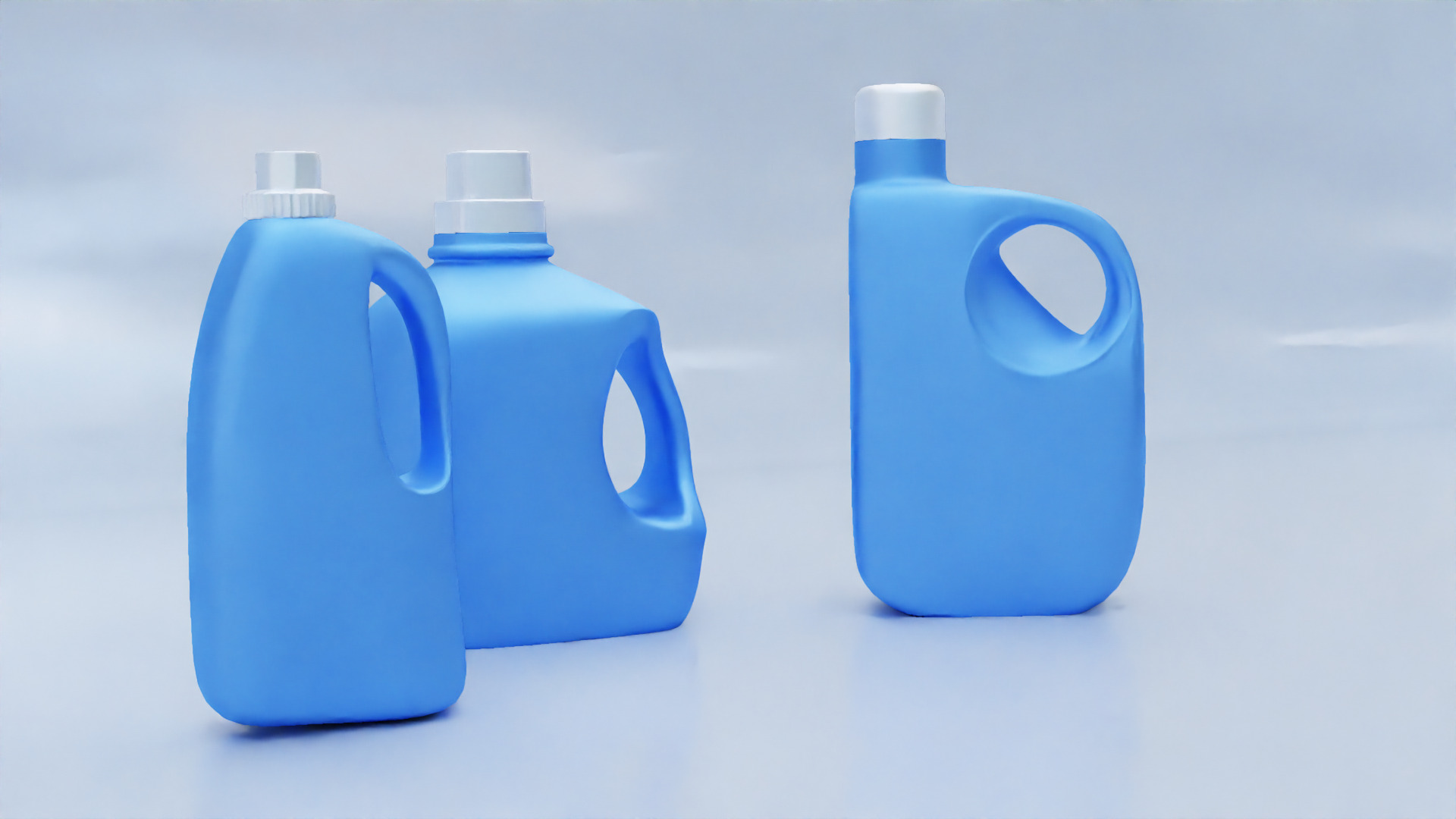 Plastic Detergent Bottle Set Clean Product Packaging 3D model_8