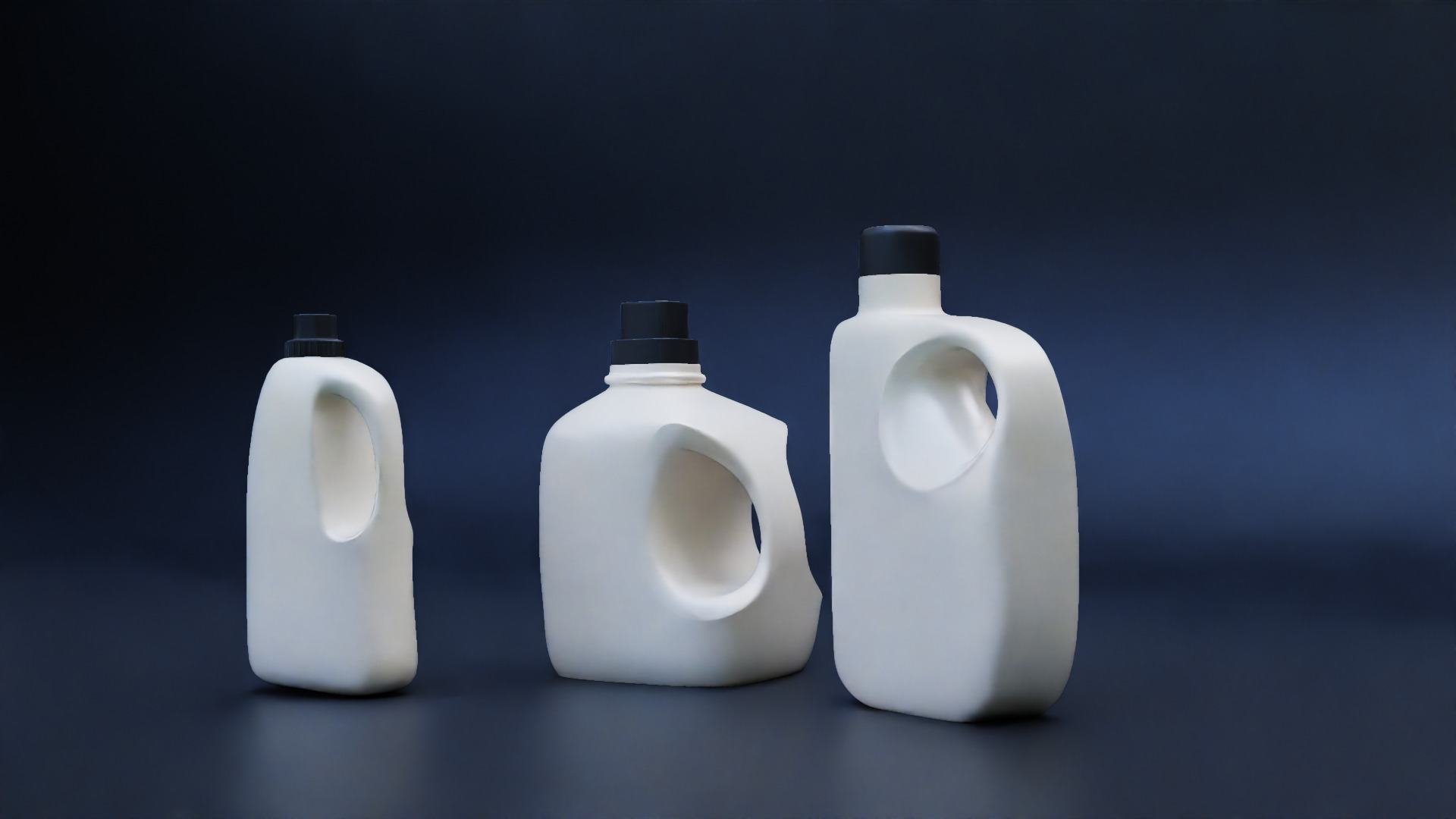 Plastic Detergent Bottle Set Clean Product Packaging 3D model_2