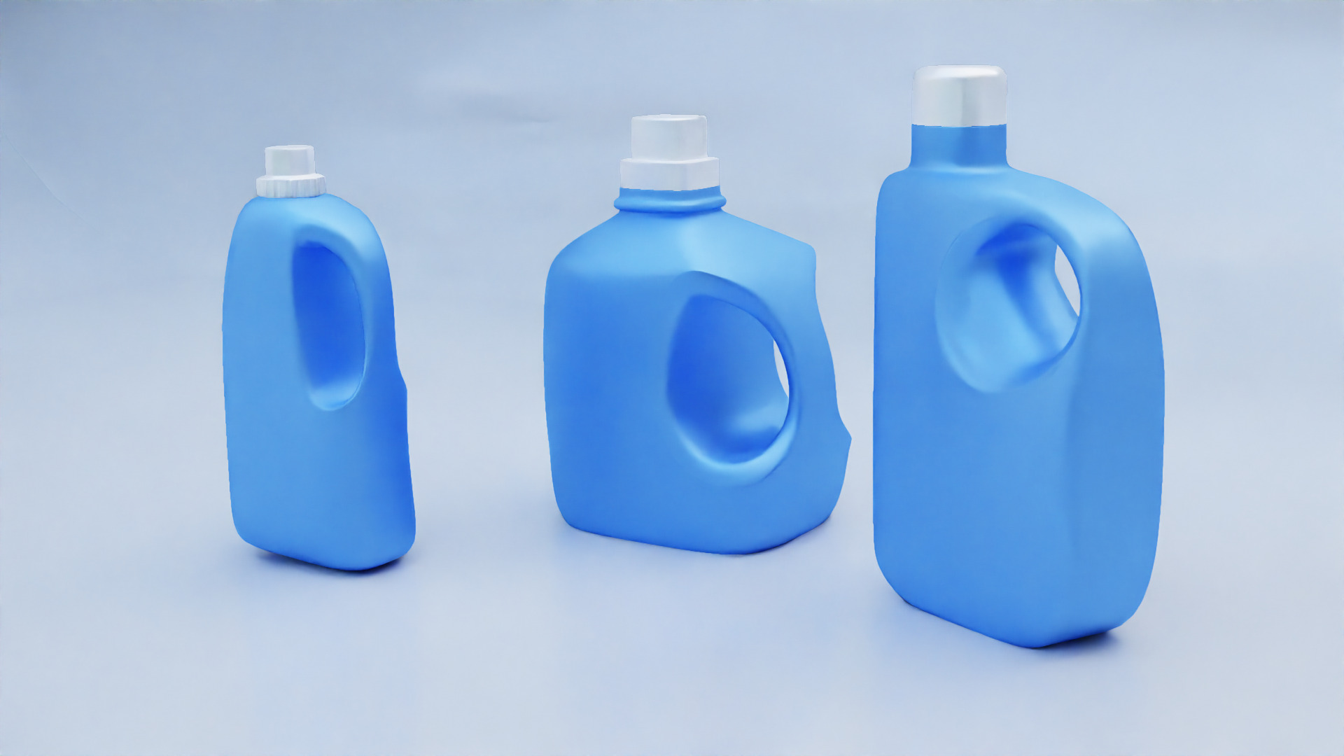 Plastic Detergent Bottle Set Clean Product Packaging 3D model_10