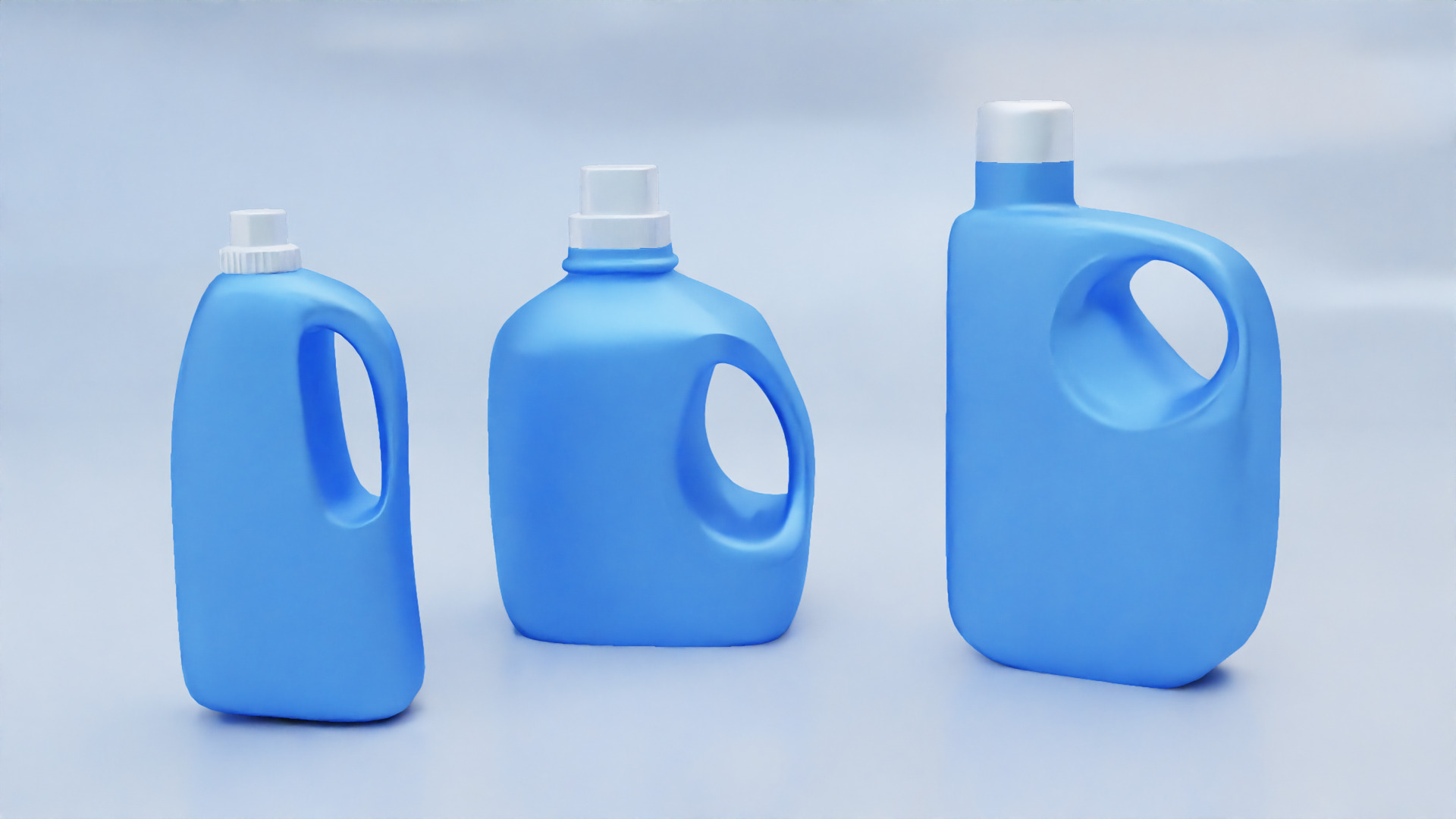 Plastic Detergent Bottle Set Clean Product Packaging 3D model_3