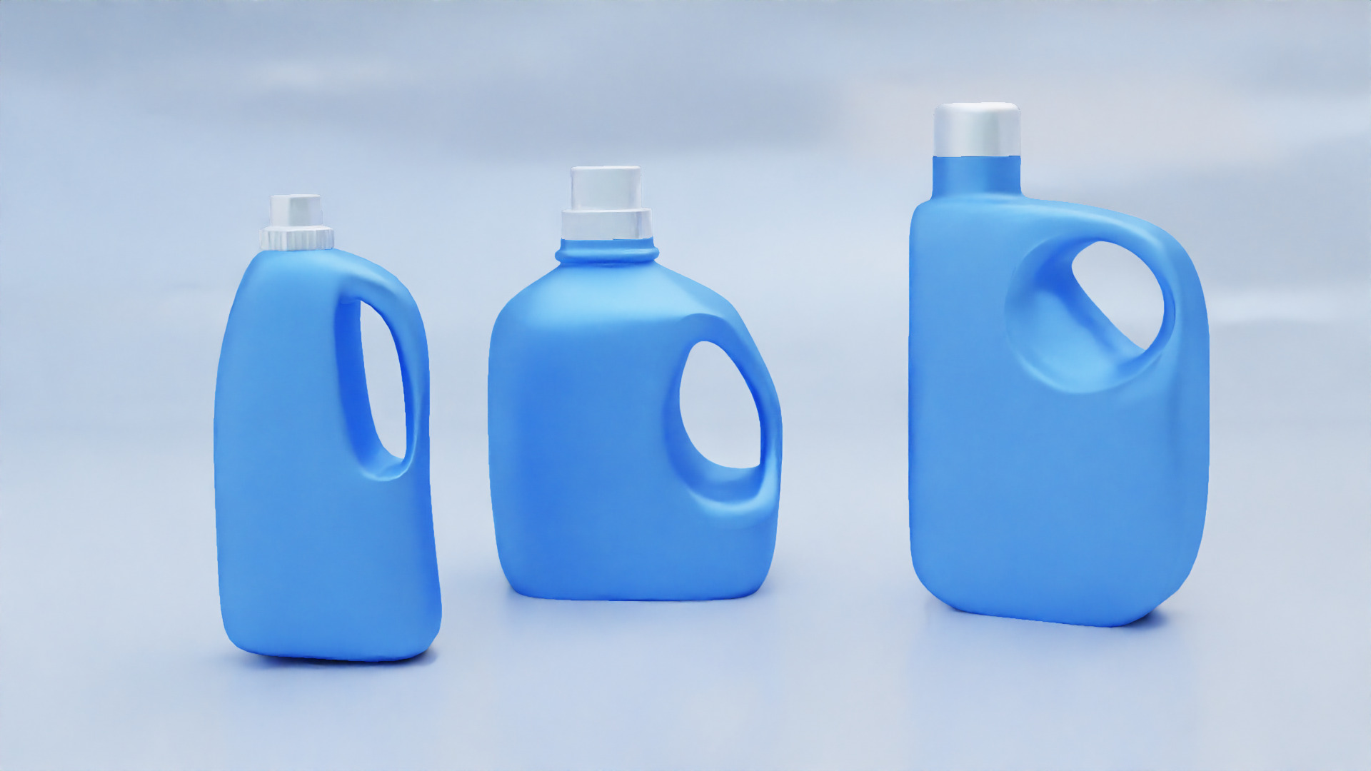 Plastic Detergent Bottle Set Clean Product Packaging 3D model_1