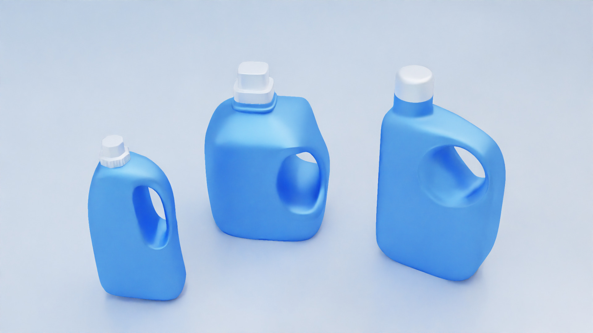 Plastic Detergent Bottle Set Clean Product Packaging 3D model_4