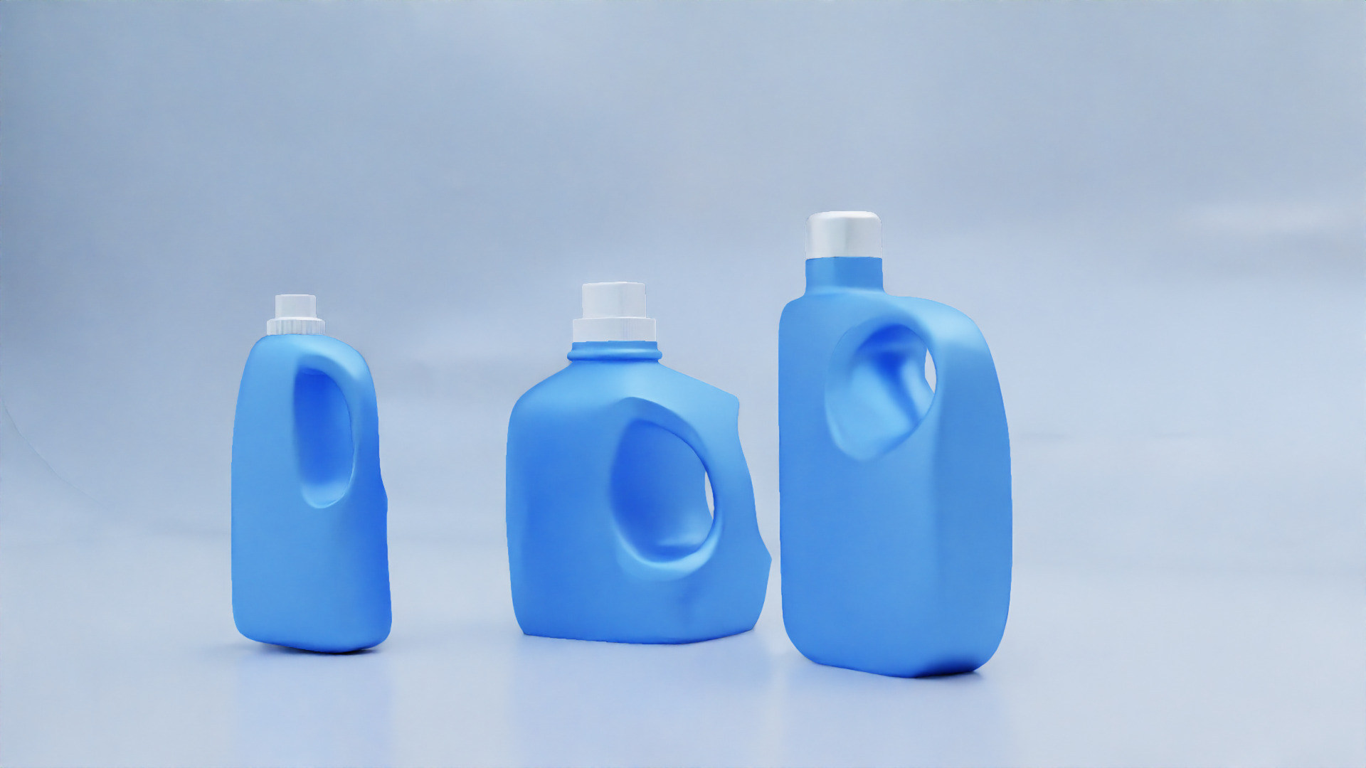 Plastic Detergent Bottle Set Clean Product Packaging 3D model_5