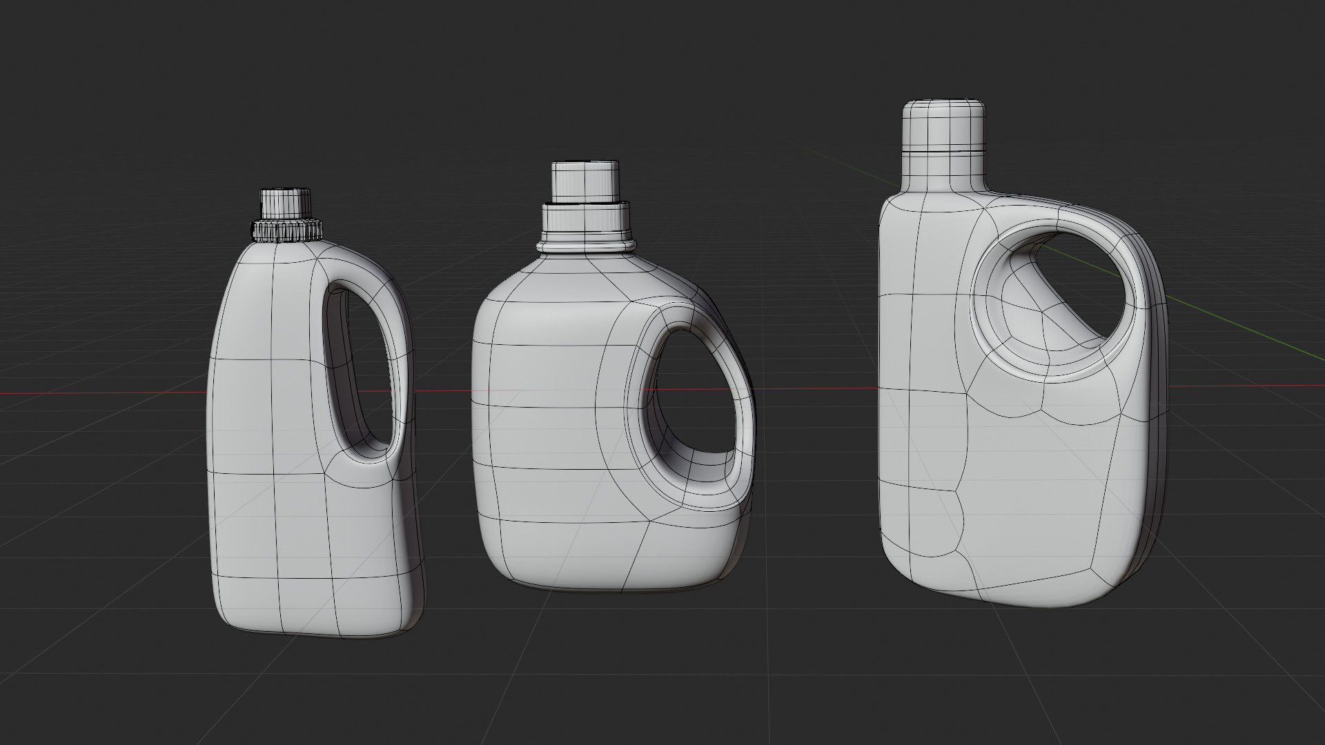 Plastic Detergent Bottle Set Clean Product Packaging 3D model_21
