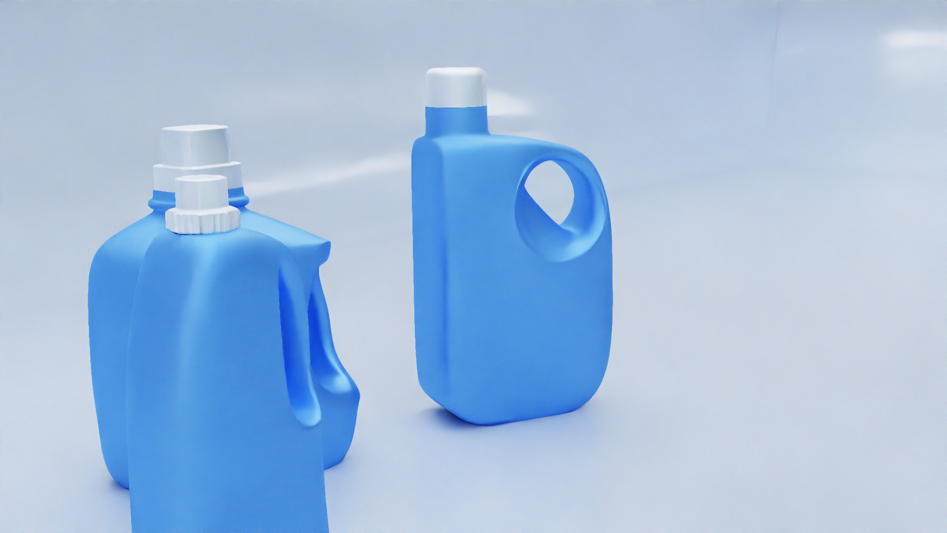 Plastic Detergent Bottle Set Clean Product Packaging 3D model_11