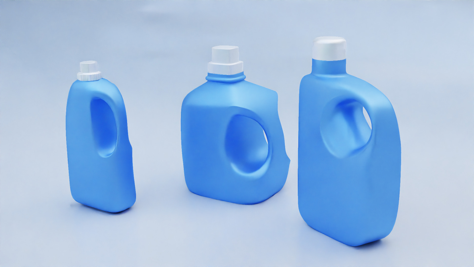 Plastic Detergent Bottle Set Clean Product Packaging 3D model_6