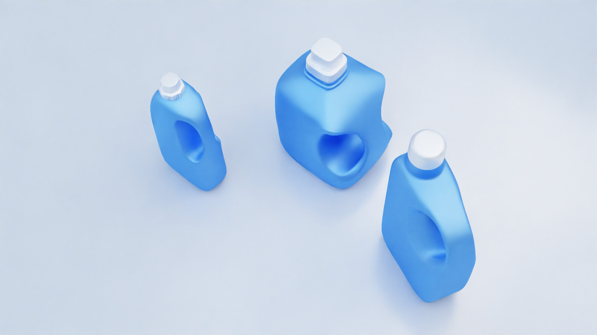 Plastic Detergent Bottle Set Clean Product Packaging 3D model_7