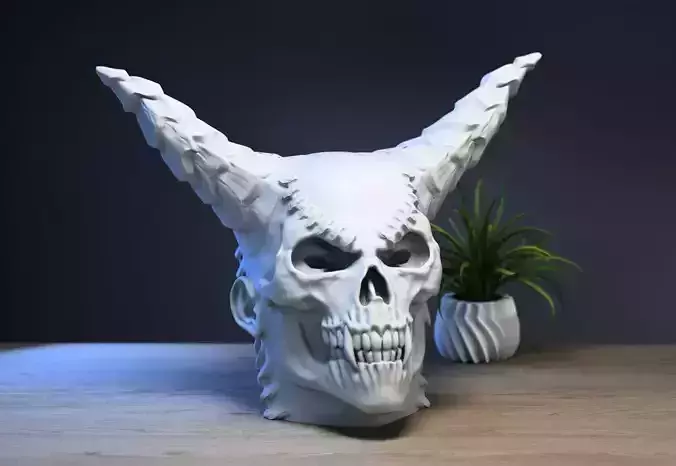 Skull demon headdphone Stand Cyborg Headset Stand 3D print model