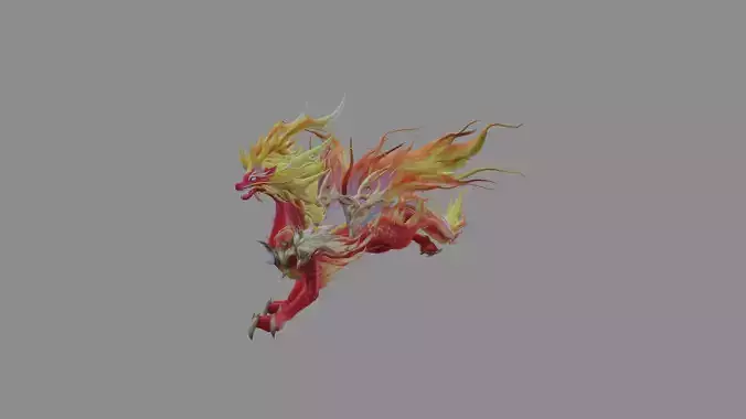 Ground Fire Lava Dragon Low Poly