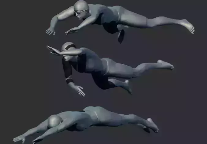 Swimming Man 3D Printable Model with Multiple Poses 3D print model