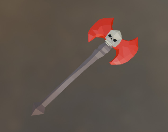 Low Poly Double Blade Axe with Skull - Hand Painted Game Ready Low-poly 3D model_1