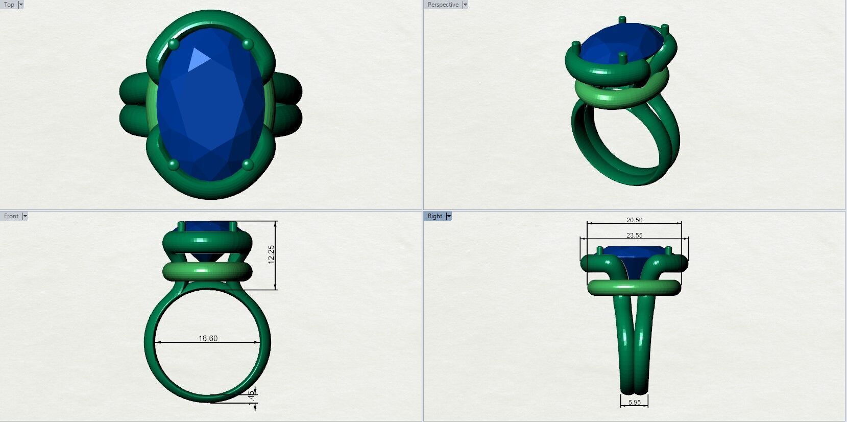 Oval Threads Ring 3D print model_8