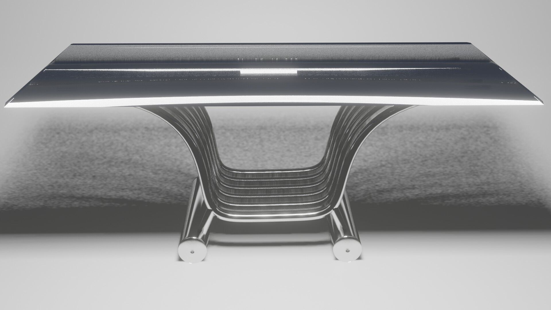 Modern Futuristic Table Chrome and Glass 3D model_8