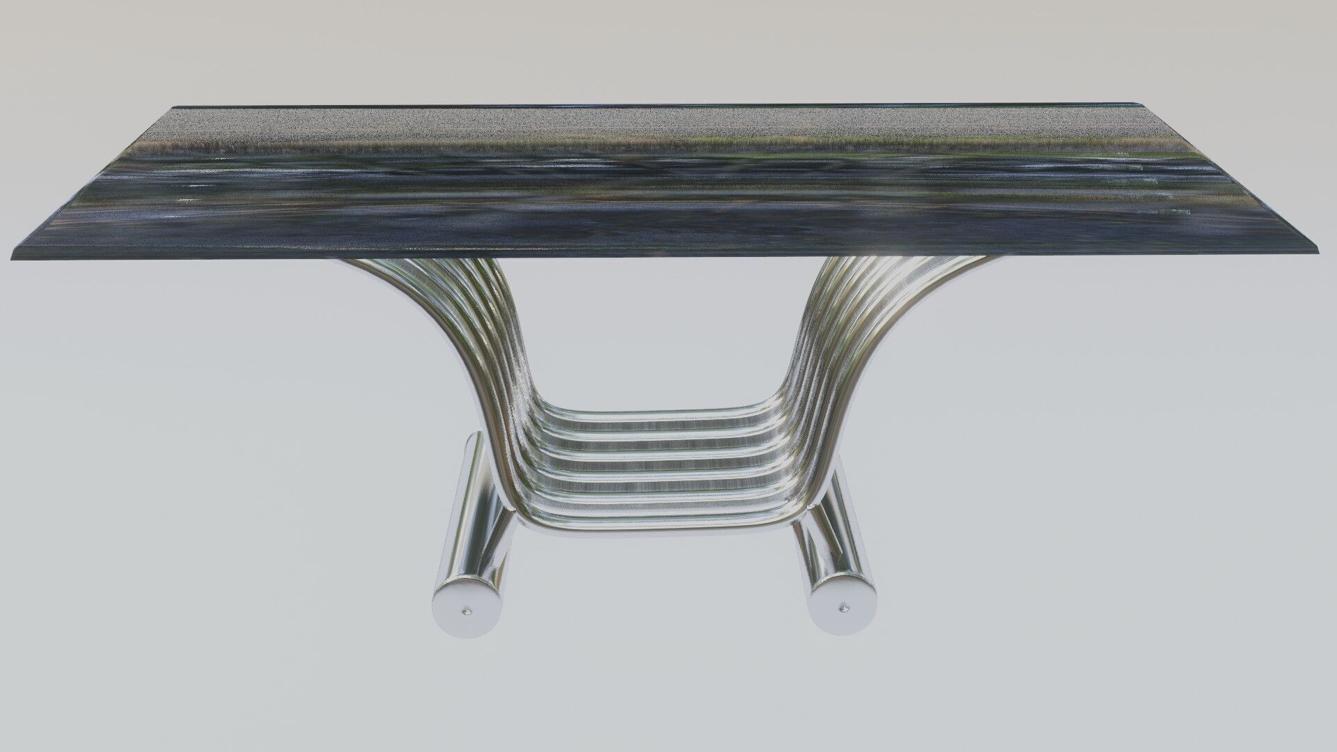 Modern Futuristic Table Chrome and Glass 3D model_5