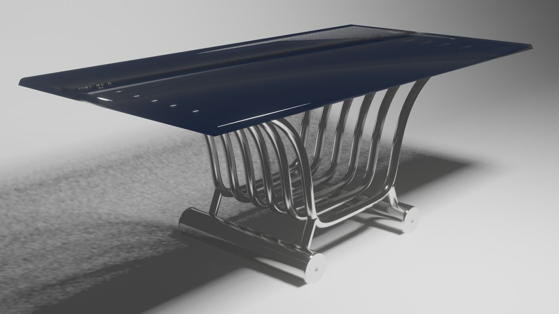 Modern Futuristic Table Chrome and Glass 3D model_7
