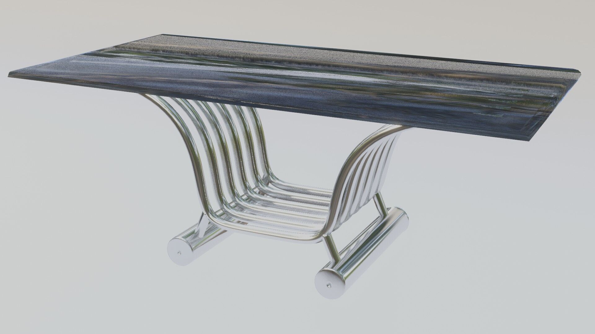 Modern Futuristic Table Chrome and Glass 3D model_3