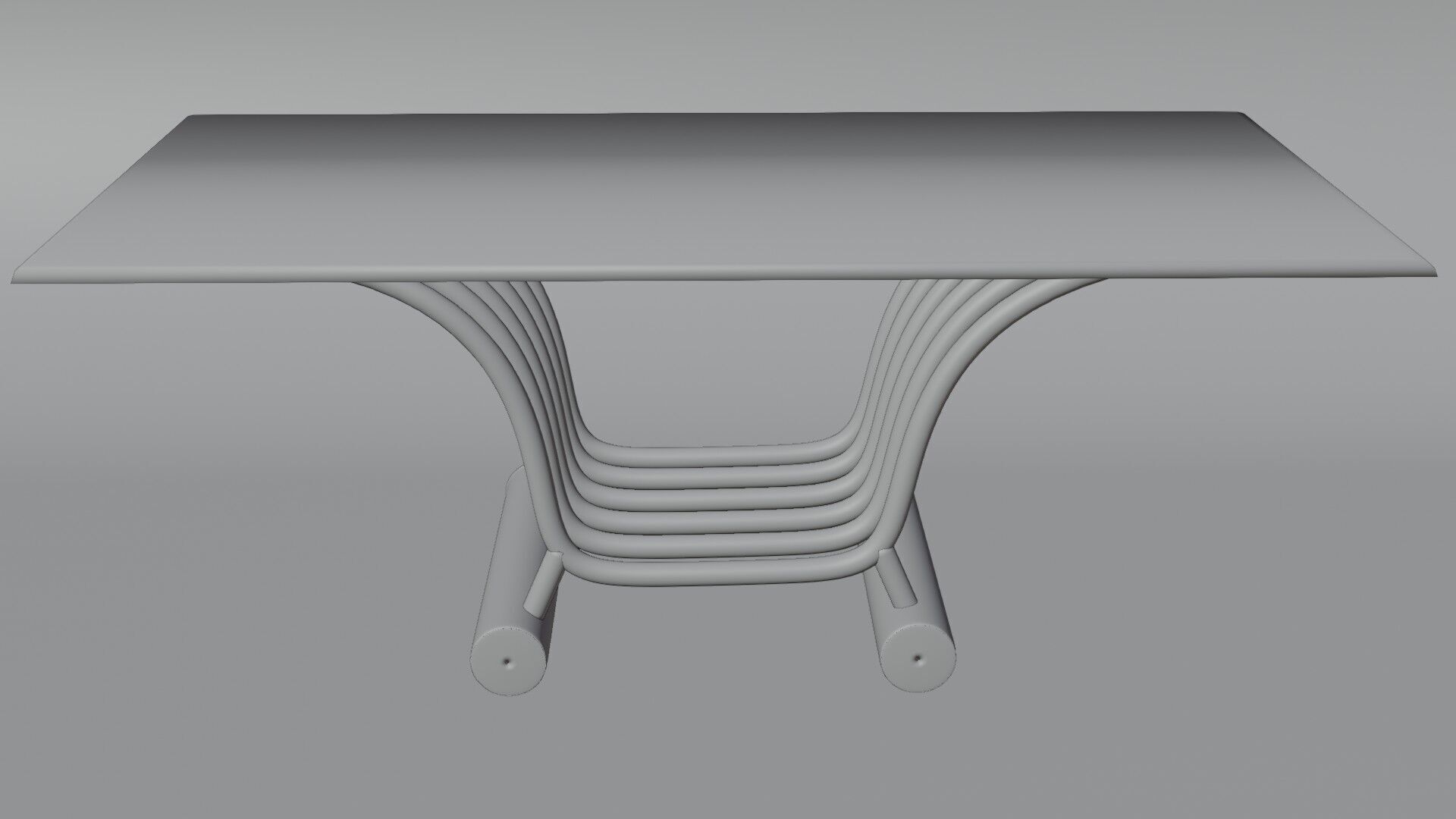 Modern Futuristic Table Chrome and Glass 3D model_11
