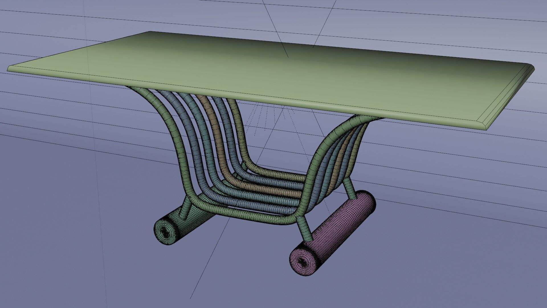 Modern Futuristic Table Chrome and Glass 3D model_12