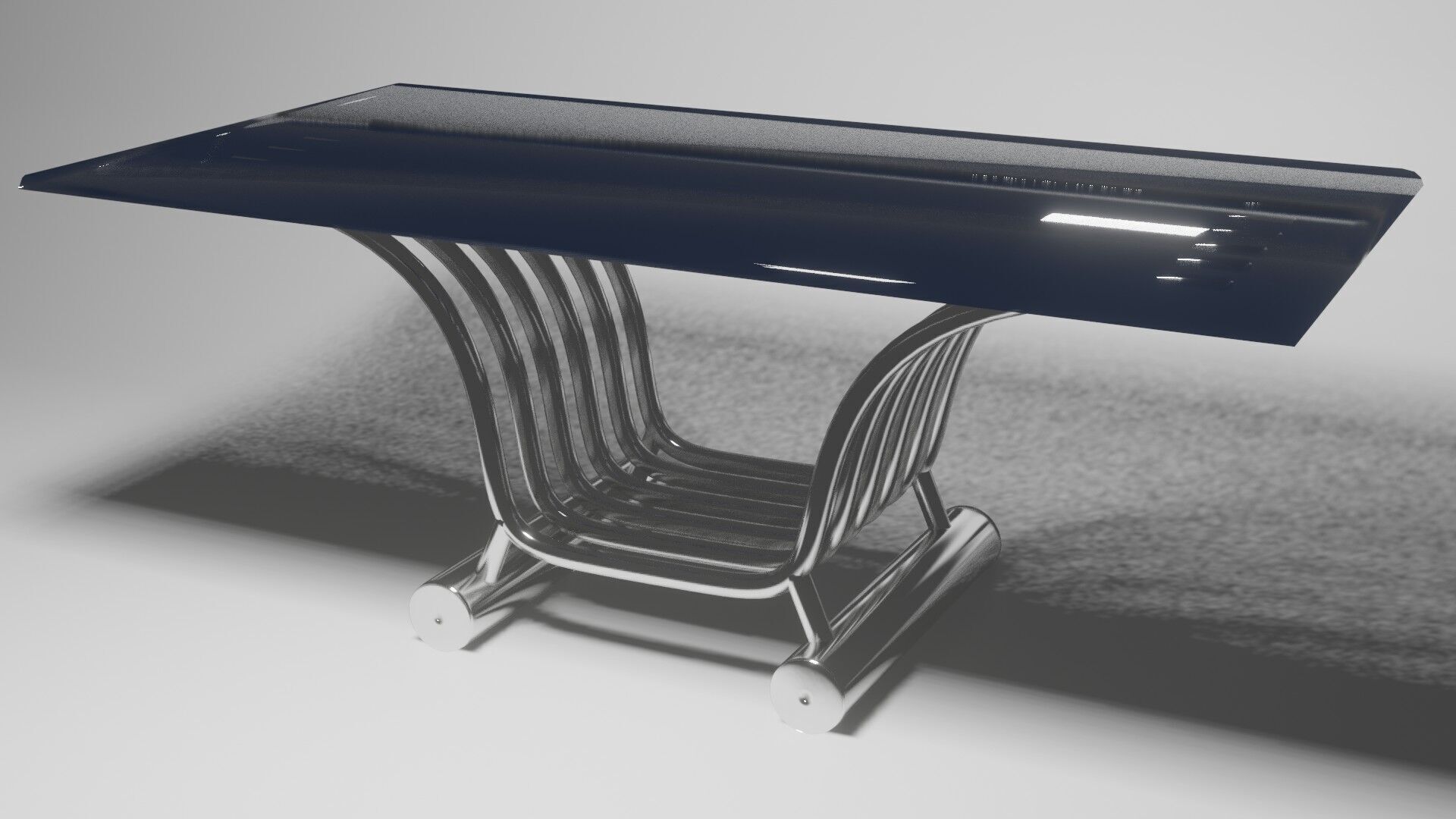Modern Futuristic Table Chrome and Glass 3D model_6