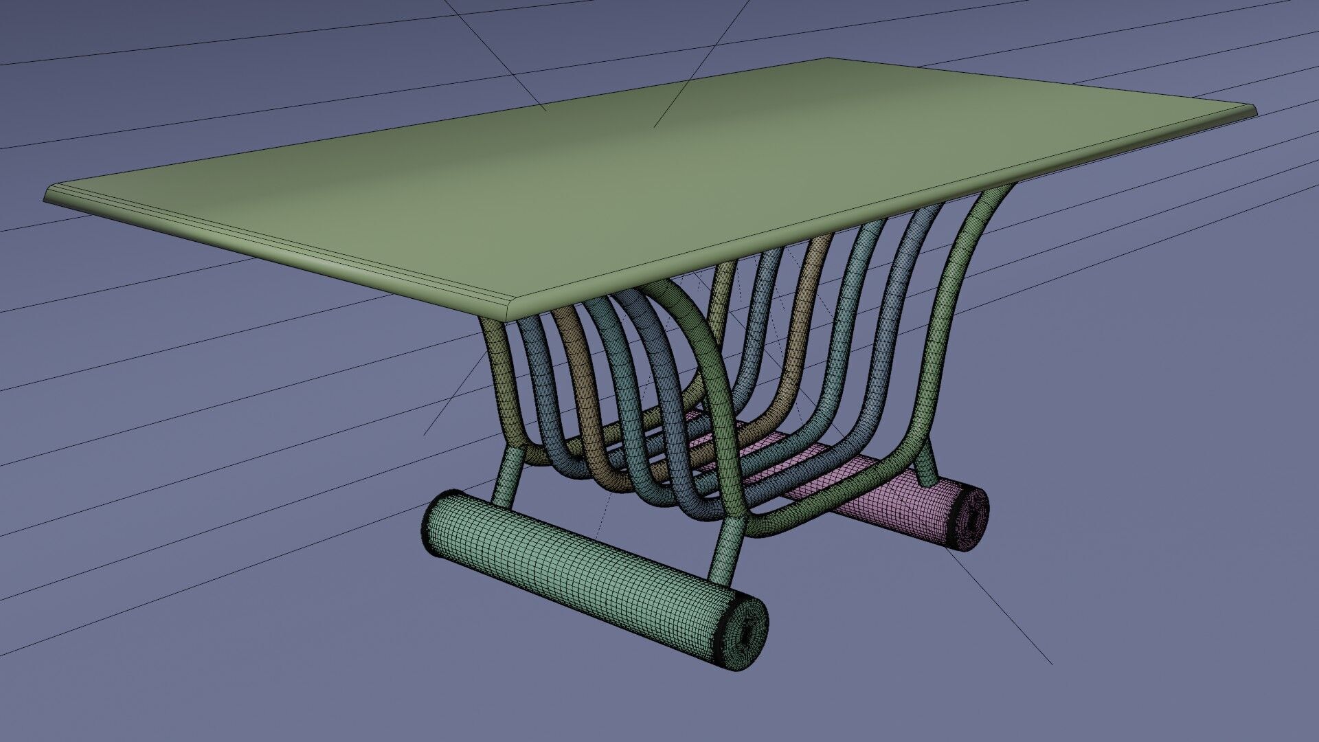 Modern Futuristic Table Chrome and Glass 3D model_13