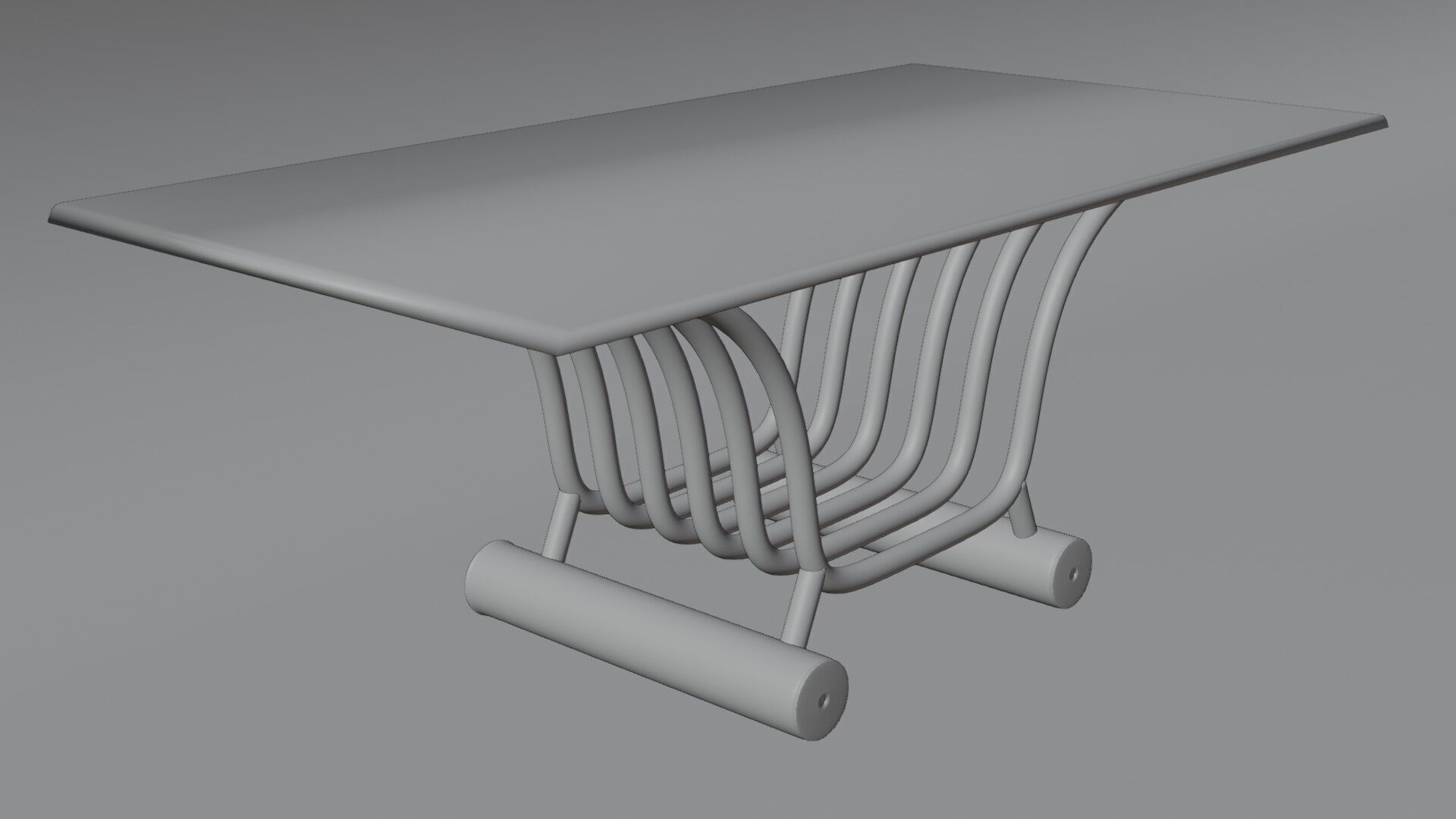 Modern Futuristic Table Chrome and Glass 3D model_10