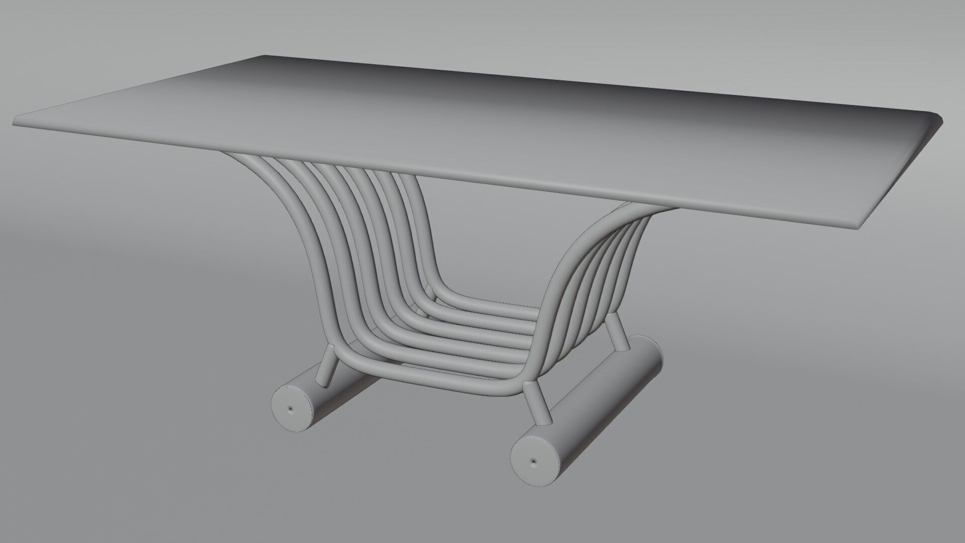Modern Futuristic Table Chrome and Glass 3D model_9