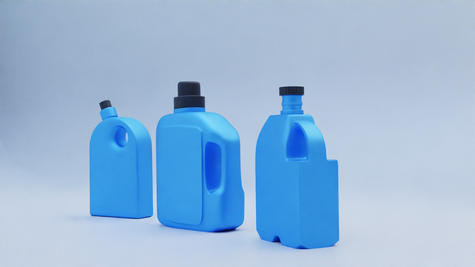 Plastic Detergent Bottle Set Clean Product Packaging 3D model_5