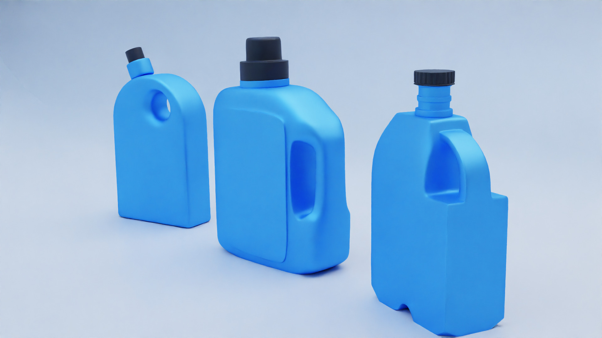 Plastic Detergent Bottle Set Clean Product Packaging 3D model_10