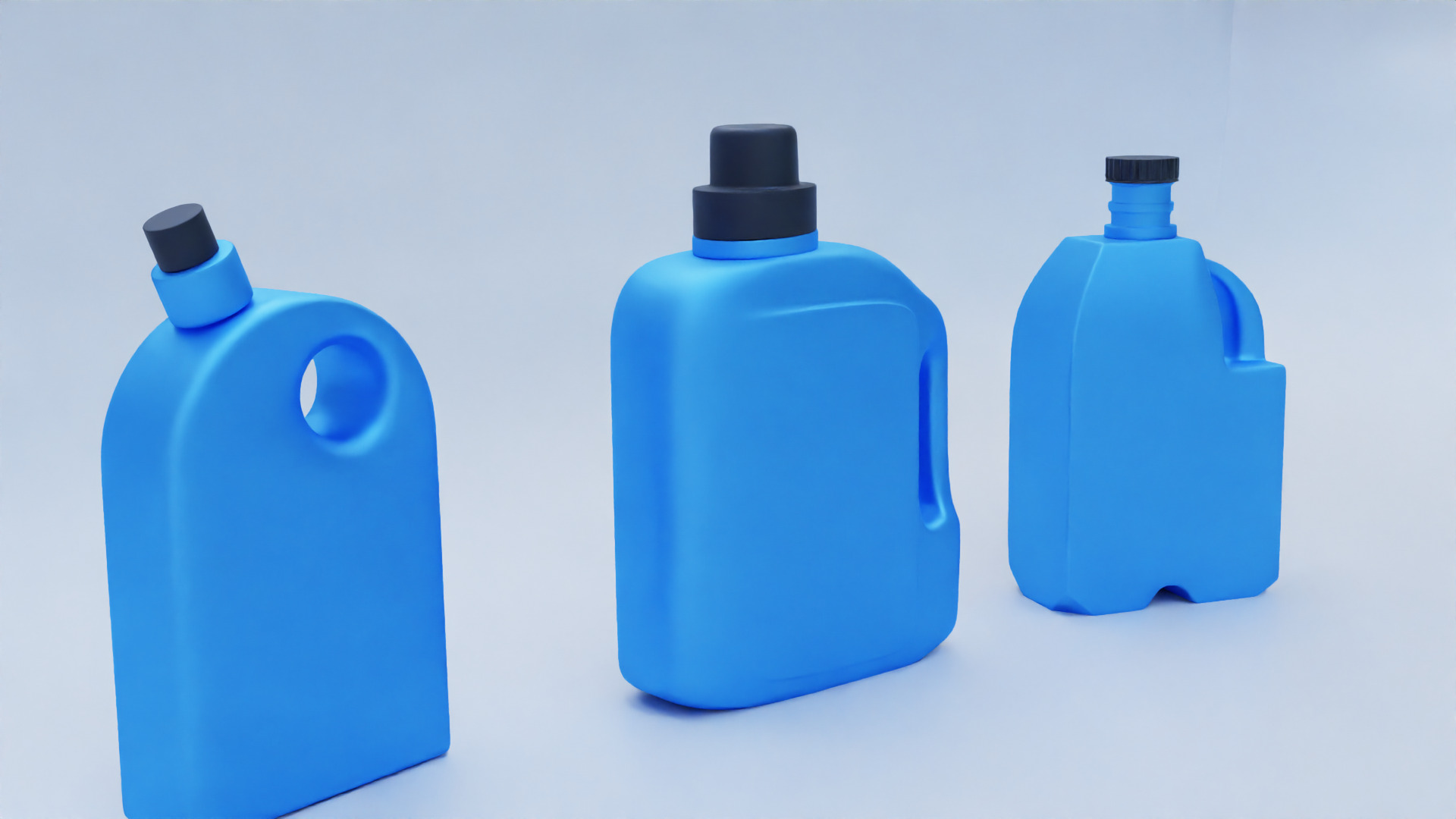 Plastic Detergent Bottle Set Clean Product Packaging 3D model_11