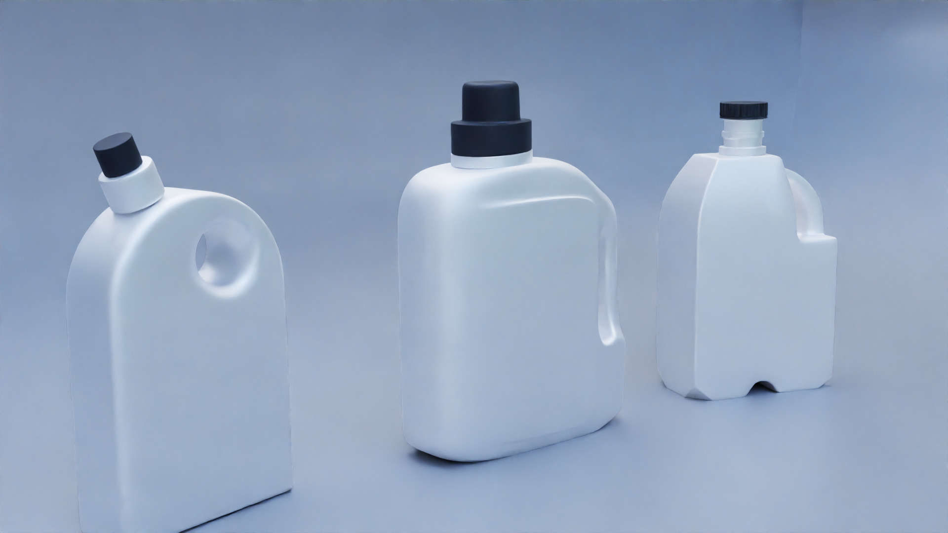 Plastic Detergent Bottle Set Clean Product Packaging 3D model_13